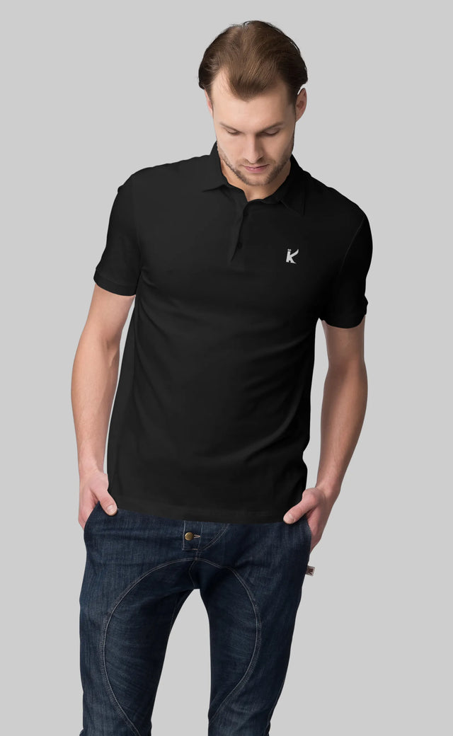 Premium Unisex Black Solid Polo T-Shirt KP4