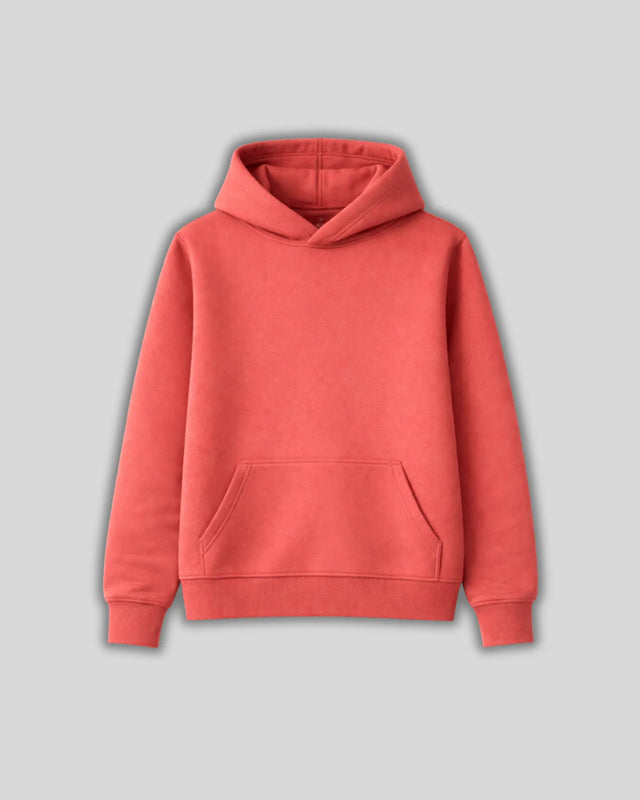 coral hoodie on a gray background