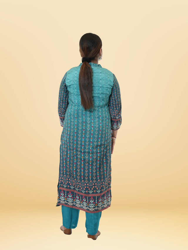 D02 Premium Viscose Sequins Blue Party Suit