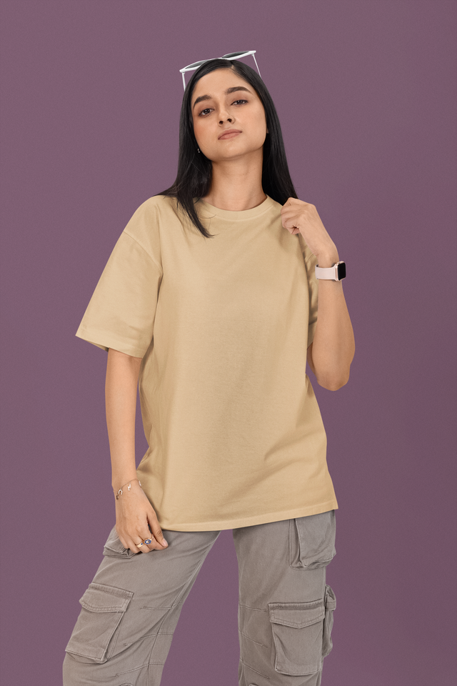TA51 Premium Women Solid Cotton OverSized Tshirt