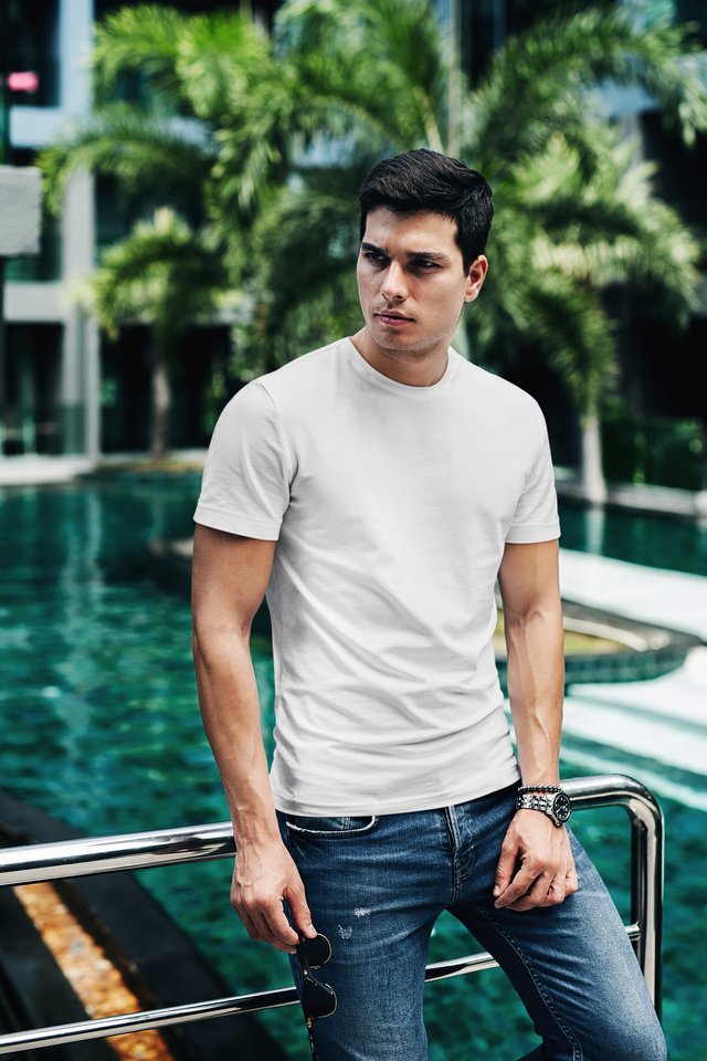 TA53 Premium Men Solid Cotton Regular Tshirt