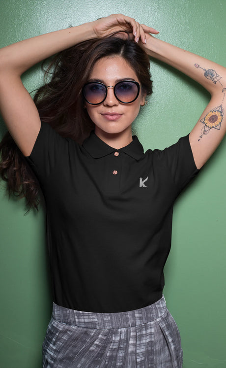 Premium Unisex Black Solid Polo T-Shirt KP4