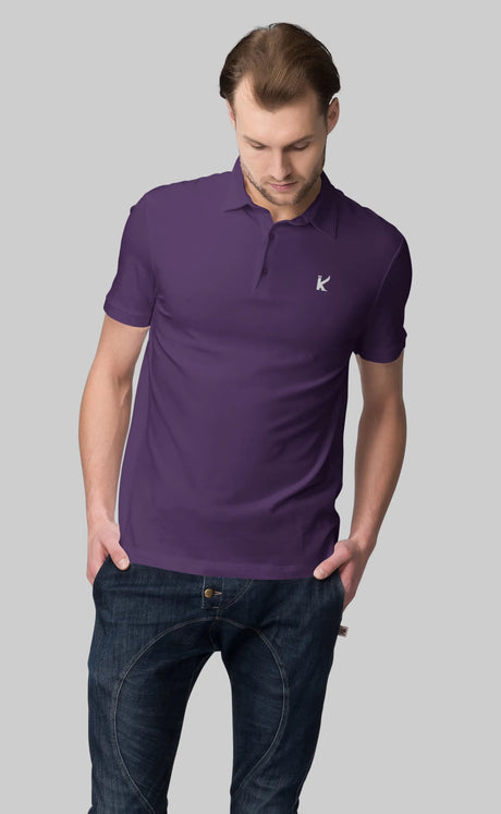 Man in Purple solid polo tshirt