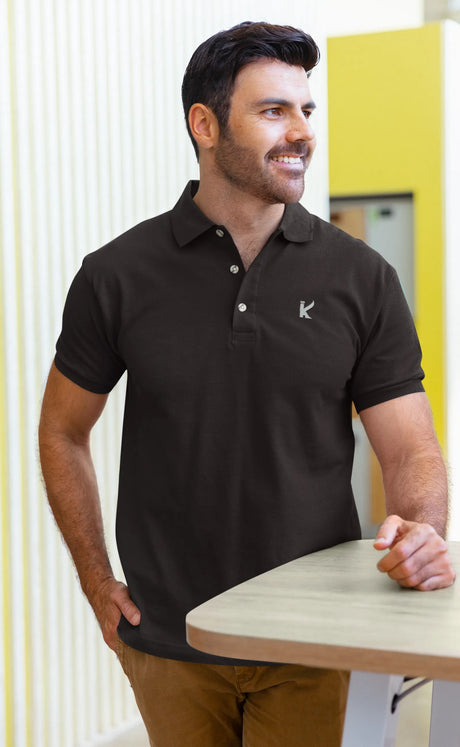 Man in Coffee Brown polo tshirt