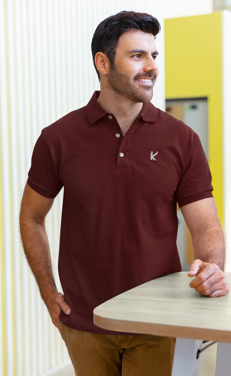 Men wearing Maroon Polo tshirt