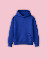 Royal Blue hoodie on a pink background