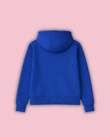 Royal Blue hoodie on a pink background