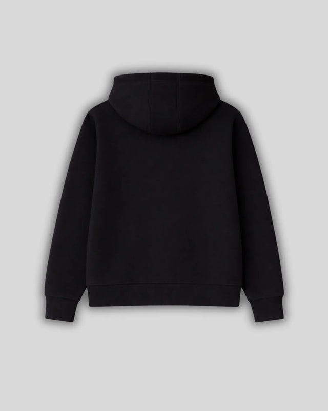 Black hoodie on a light gray background