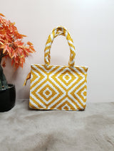 AST4 Yellow Geometry Motif Small Tote Bag