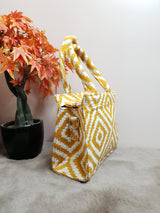 AST4 Yellow Geometry Motif Small Tote Bag