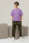 TA501 Premium Men Purple Solid Cotton OverSized Tshirt