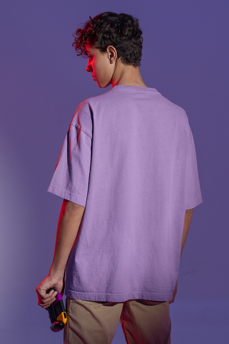 TA501 Premium Men Purple Solid Cotton OverSized Tshirt