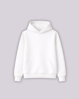 White hoodie on a light gray background