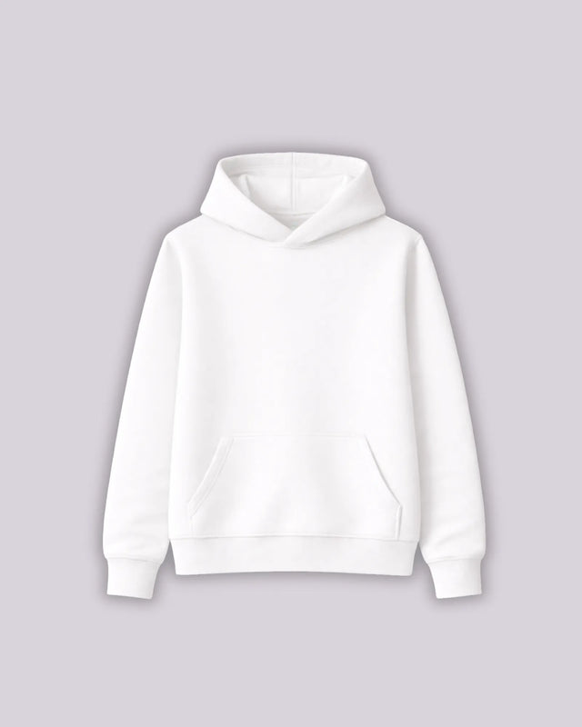 White hoodie on a light gray background