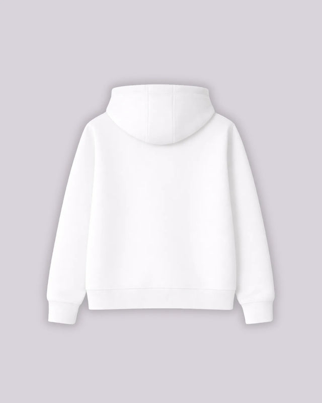 White hoodie on a light gray background