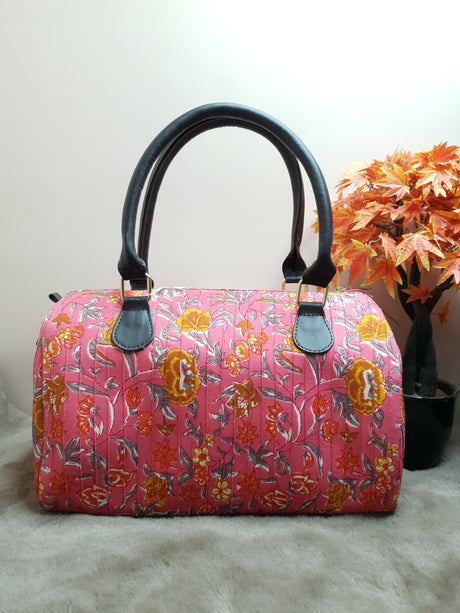 A34 Pink Digital Motif Cotton Duffle Bag