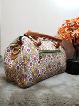 A36 Brown Bagru Print Cotton Duffle Bag