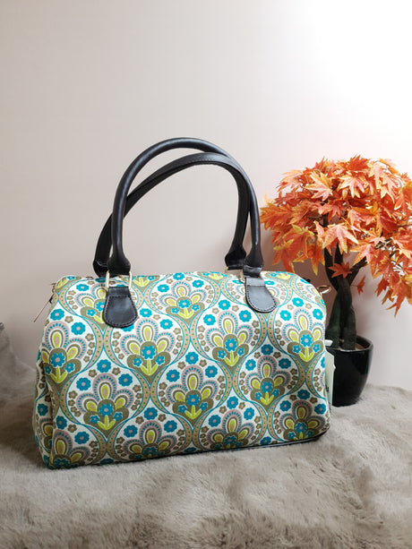 A37 Blue Bagru Print Cotton Duffle Bag