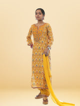 D01 Mustard Magic Beautiful Print Suit