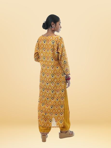 D01 Mustard Magic Beautiful Print Suit