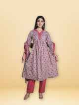 R09 Ethnic Love With Premium Red Anarkali Dress