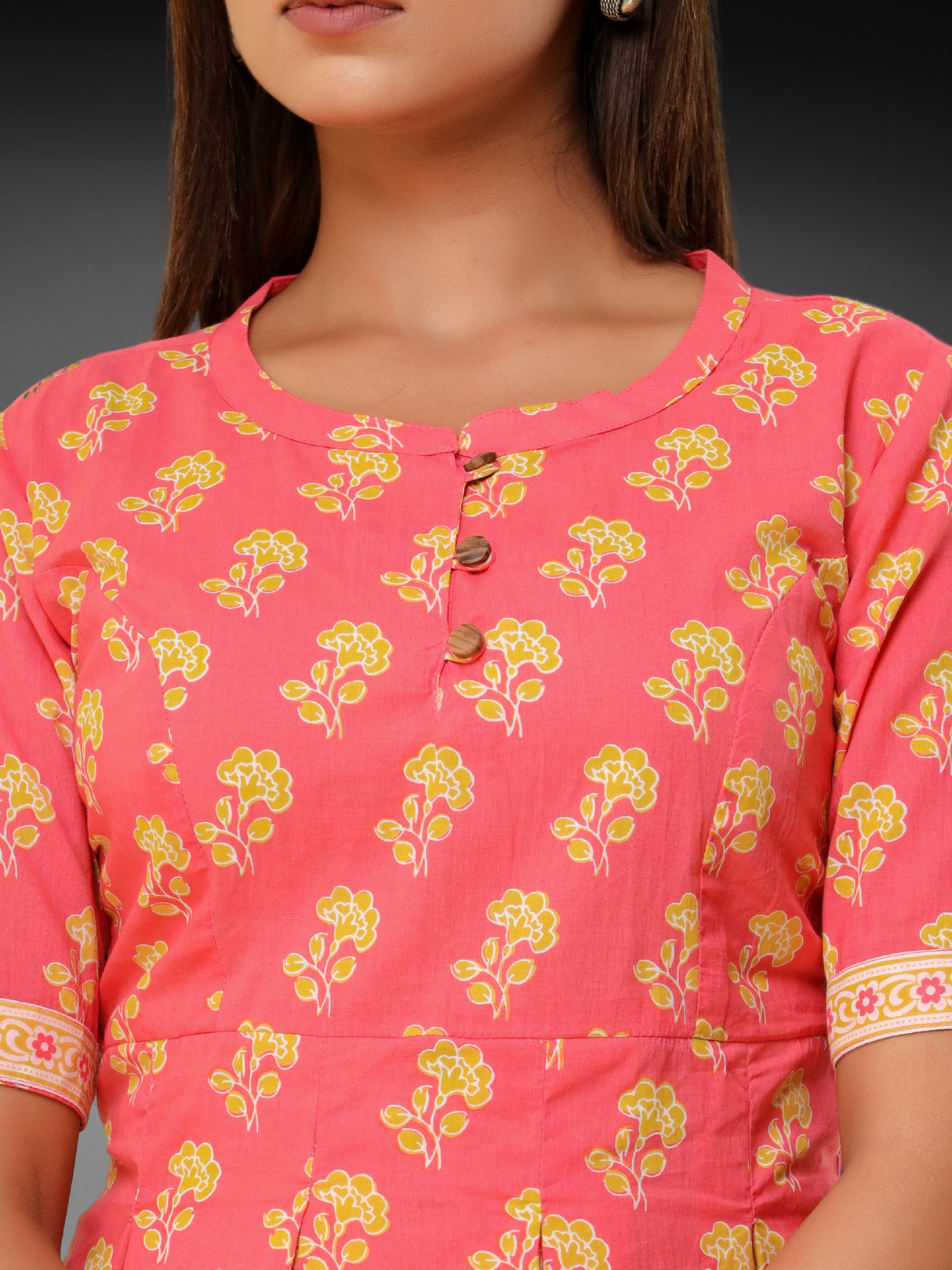 R27 Pink Floral Jaipuri Printed Peplum Top