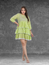 R35 Jaipuri Lemon Green Vacation Tunic