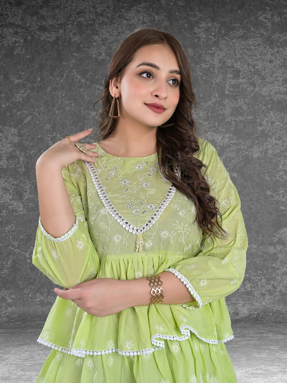 R35 Jaipuri Lemon Green Vacation Tunic