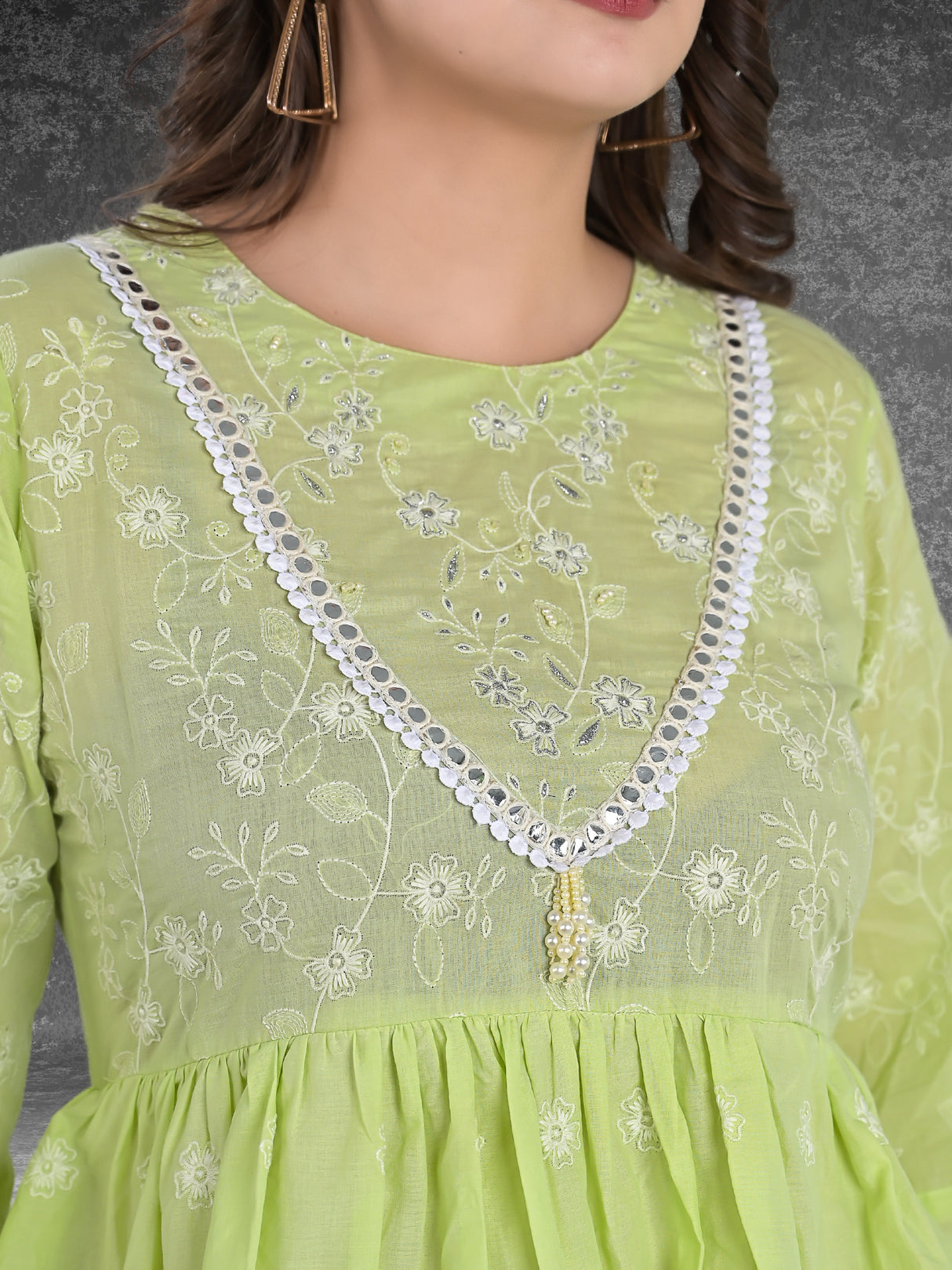 R35 Jaipuri Lemon Green Vacation Tunic