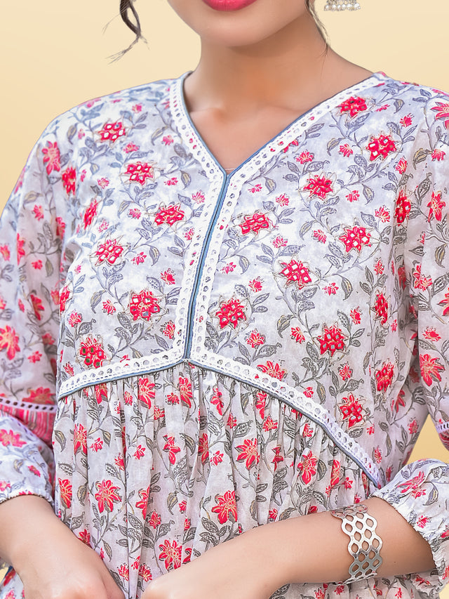 R38 Premium Motif Pink Cotton Tunic