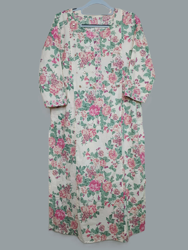R48 Elegant Premium Flower Motif Cotton Design Suit