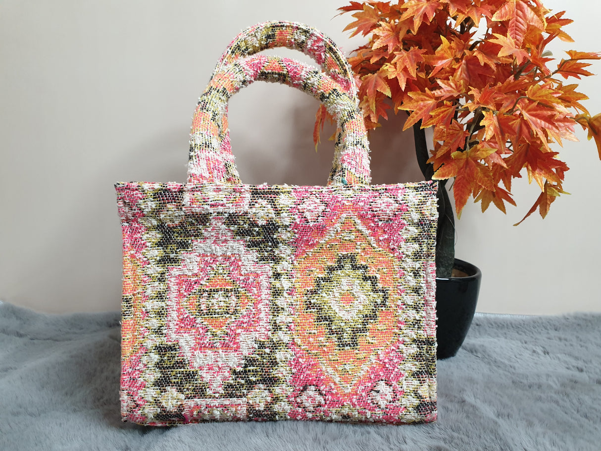 AST2 Pink Beautiful Motif Small Tote Bag